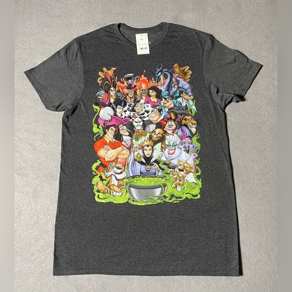 Disney Villains T-Shirt Men’s Group Collage Heather Gray Size Medium - Picture 1 of 6